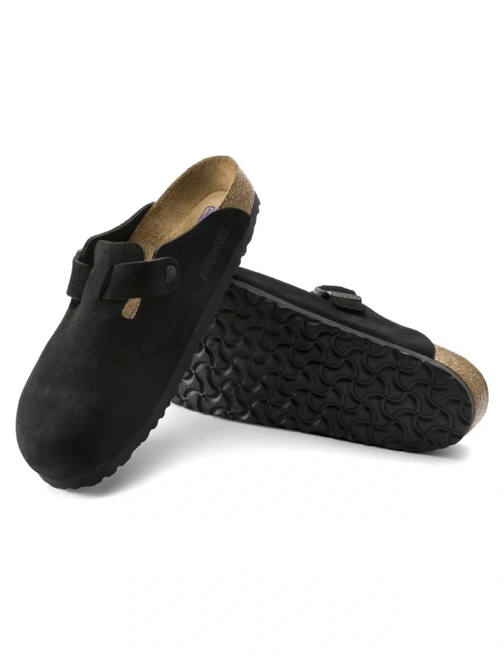 Birkenstock Boston Black Suede Soft Footbed Unisex Clogs EU 38-45